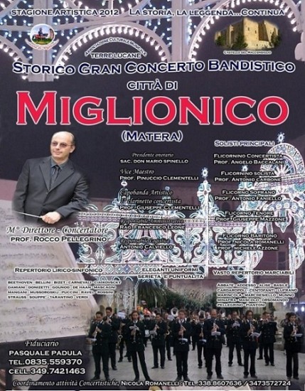 Storico Gran Concerto Bandistico Città di Miglionico - plancia