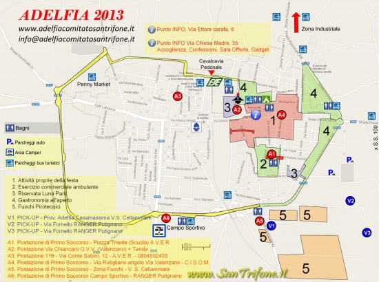 La piantina dei servizi per la prossima Festa Patronale, da scaricare e stampare (formato A4)